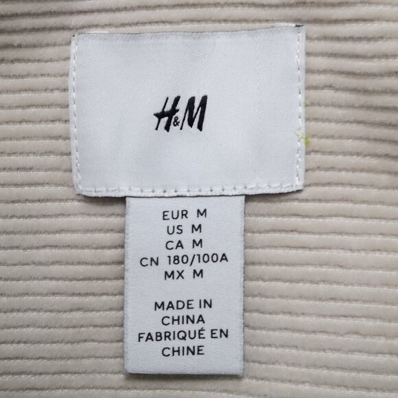 H&M Men's Size Medium Full Zip Beige 100% Cotton Corduroy Jacket - Picture 3 of 9